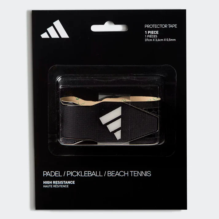 Black Adidas Antishock Padel Protection Tape showing the sleek roll with branding, designed for sports injury prevention.
