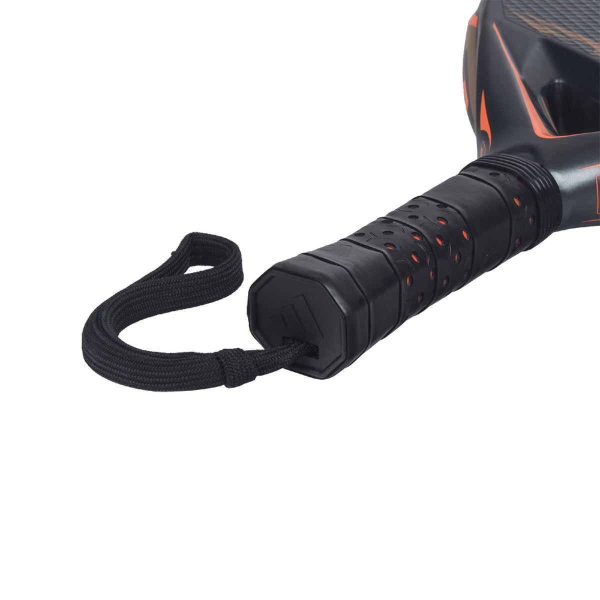 Adidas Arrow Hit Carbon CTRL 2026 padel racket with black and white design, featuring a rounded shape and carbon fiber surface.