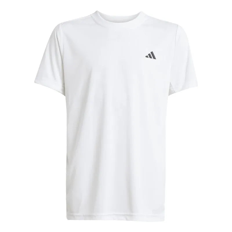 White Adidas Club T-Shirt for juniors aged 11-12, designed for padel tennis, featuring a comfortable fit and athletic style.