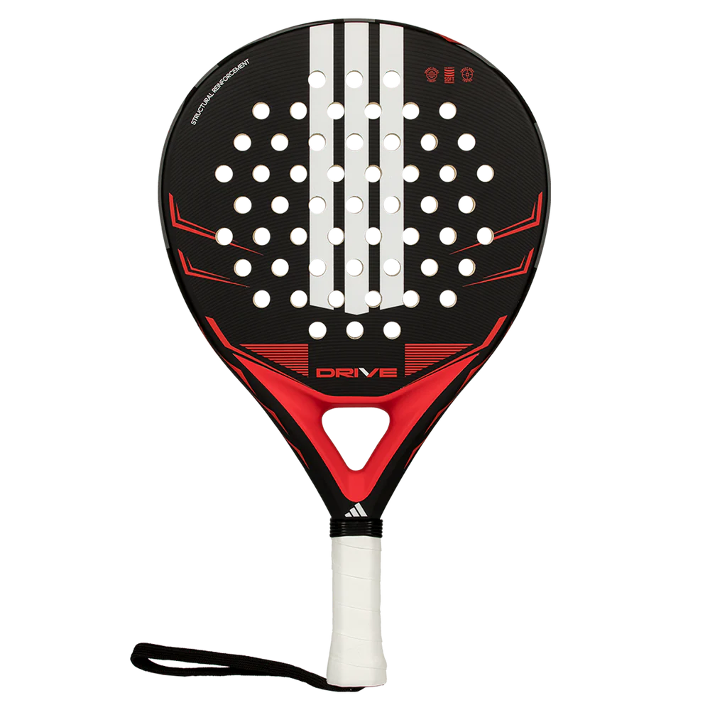 Black Adidas Drive 2026 Padel Racket with ergonomic grip and sleek design, ideal for competitive padel play