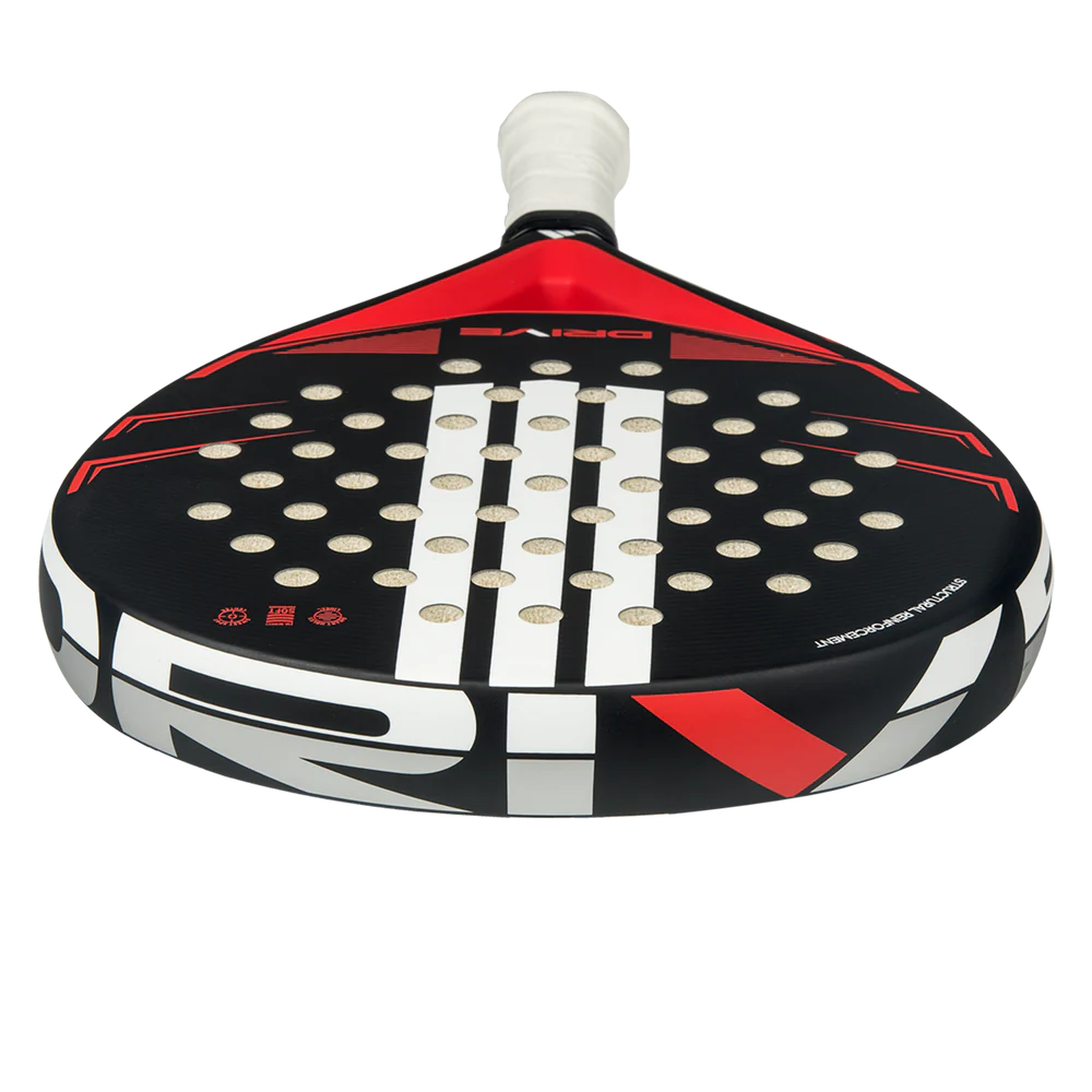 Black Adidas Drive 2026 Padel Racket with modern design and grip, perfect for advanced players.