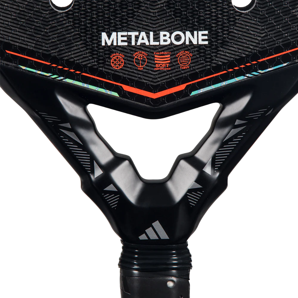 Adidas Metalbone 2026 Padel Racket with metallic finish and ergonomic grip, designed for powerful shots and control.