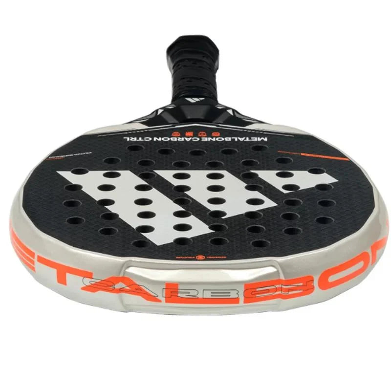Adidas Metalbone Carbon Ctrl 2026 padel racket with black and silver design, featuring a lightweight frame and textured surface.