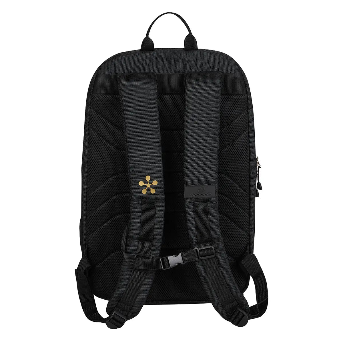Black Bullpadel Vertex Geo Premier padel backpack with multiple compartments and padded shoulder straps, designed for padel players.