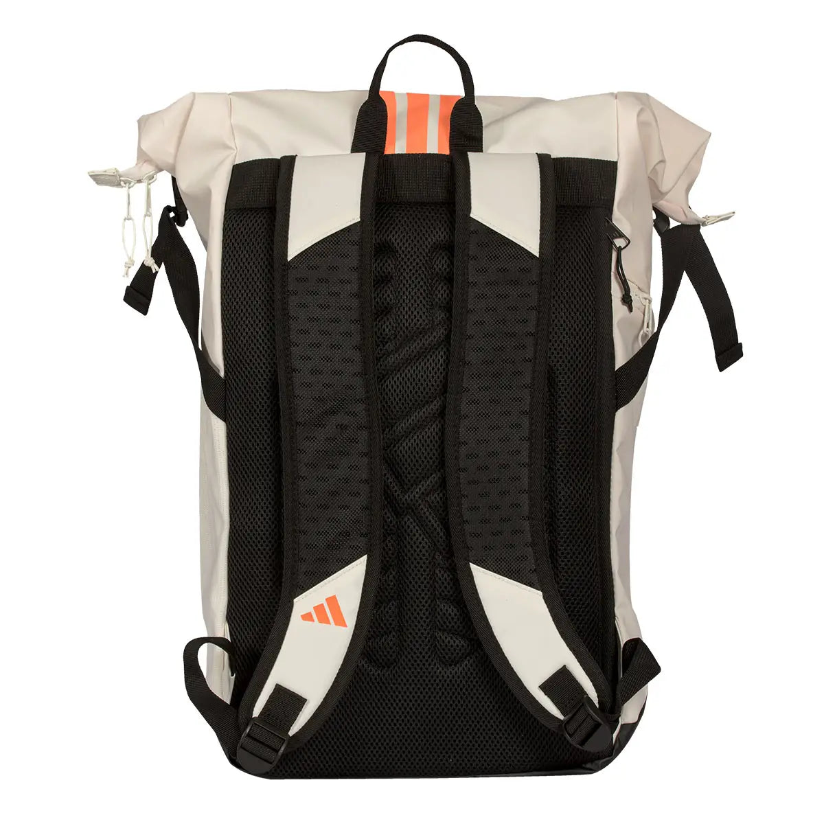 Adidas Multigame Off White 2026 backpack with multiple compartments, featuring the Adidas logo and adjustable shoulder straps.