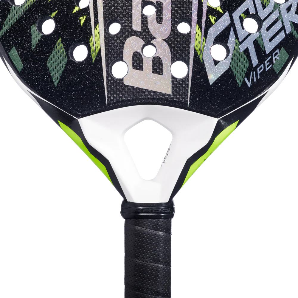 Babolat Counter Viper 2.6 padel racket with black and red design, lightweight frame, and textured hitting surface.