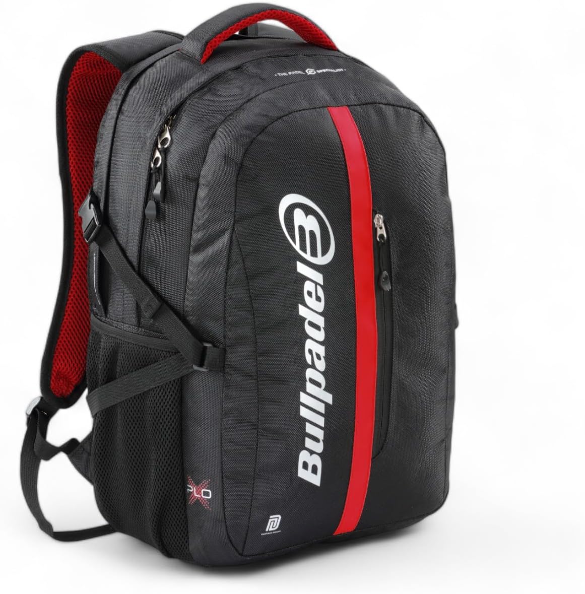 Black Bullpadel Xplo BPM25022 25 backpack with multiple compartments and padded straps for comfortable carrying.