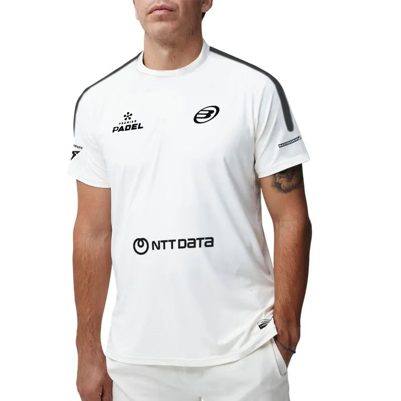 White Bullpadel Juan Tello Montse T-Shirt in small size, featuring a comfortable fit and stylish design.