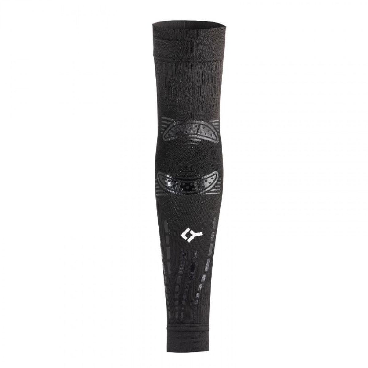 PDLSport No Strain Evolution black arm warmers in XS-S, showing close-up of snug-fitting, stretchy fabric for cold weather activity.