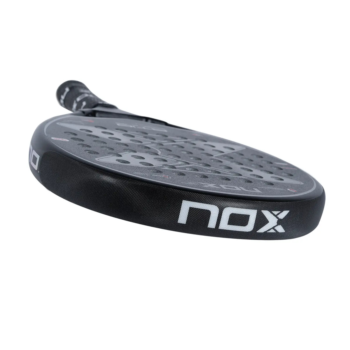 Black NOX padel racket protector with white logo, designed to fit and protect NOX padel rackets from PDLSport.