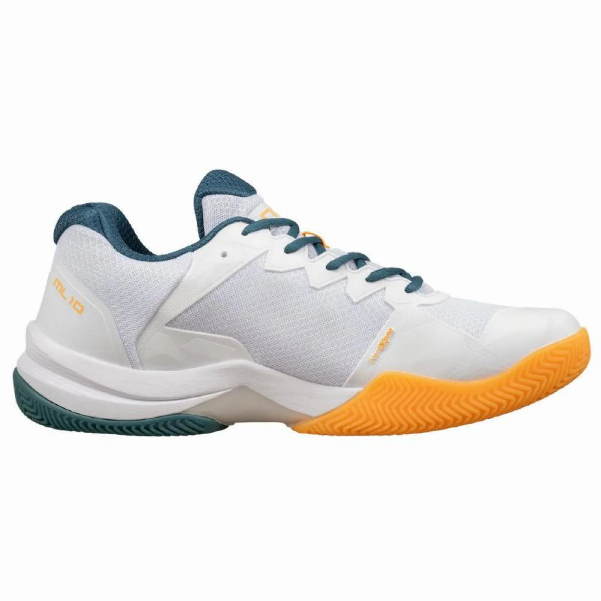 Nox ML10 Hexa Apricot White UK 6.5 padel shoes with white and apricot accents, showcasing the sleek design and textured sole.
