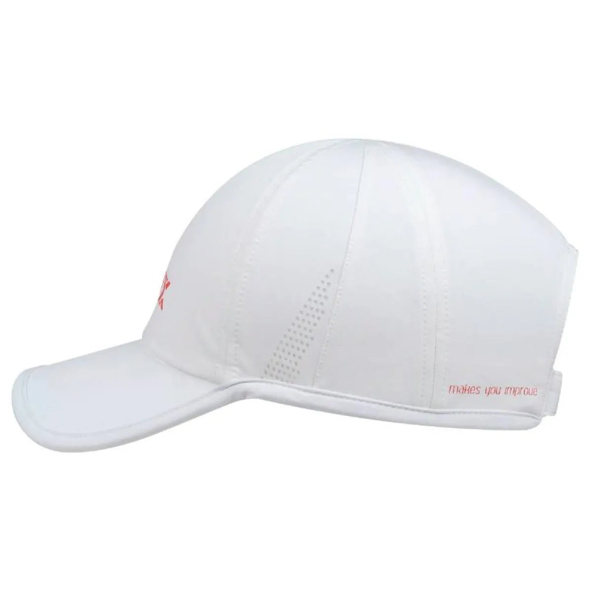 Nox White Red Cap featuring a white crown with red accents, adjustable strap, and breathable fabric for casual outdoor wear.