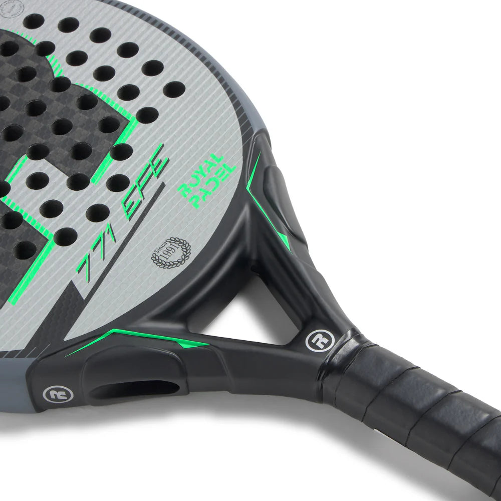 Royal Padel EFE Extreme 2026 padel racket with black and red design, lightweight frame, and textured hitting surface.