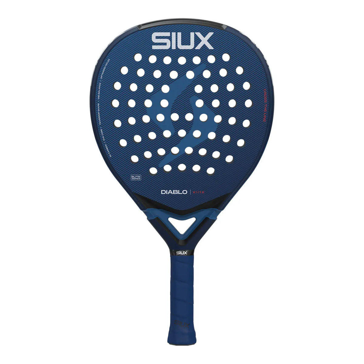 SIUX Diablo Elite 6 padel racket with black and red design, featuring a lightweight frame and textured hitting surface.