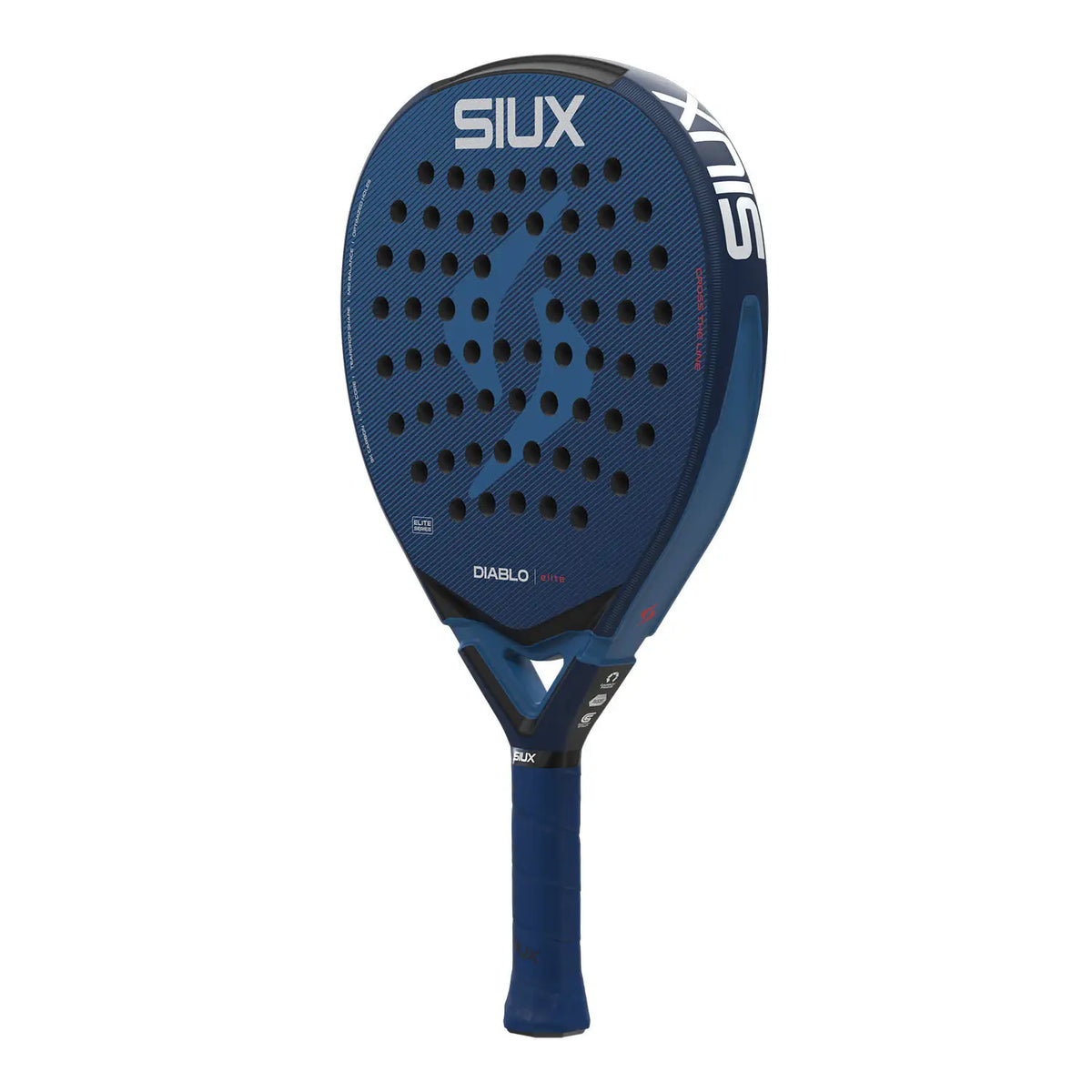 SIUX Diablo Elite 6 padel racket with black and yellow design, showing the racket's face and grip for high-performance play
