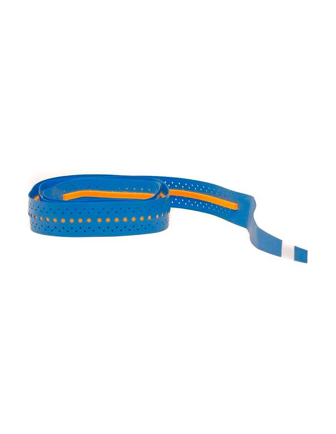 Shockout Dual Pro Grip and Overgrip in blue and orange, designed for secure tennis or badminton racket handling.