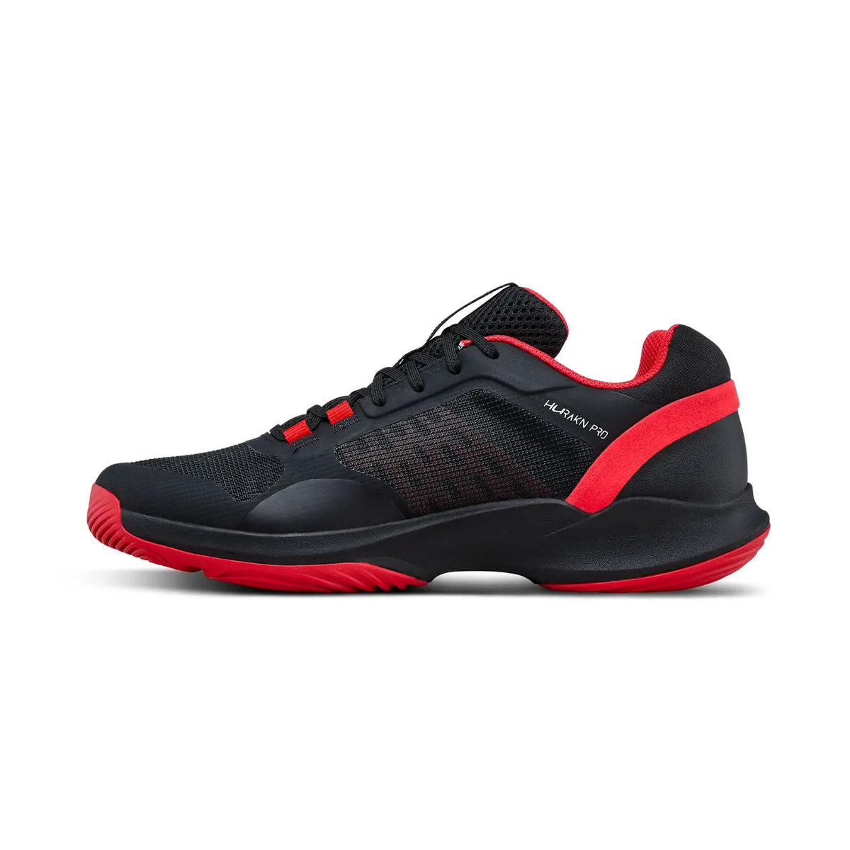 Wilson Hurakn Pro V2 black padel shoes in UK size 11 with sleek design and supportive sole, ideal for active court play.