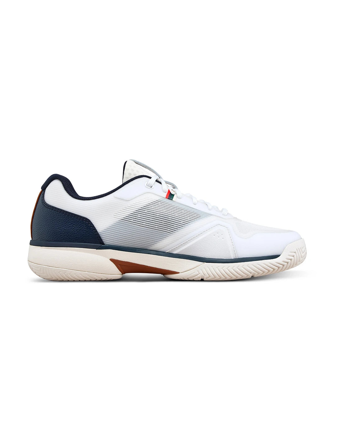 Wilson Rush Lite 5 CLC white navy padel shoes for men, size UK 9.5, with supportive design and sporty style from PDLSport.