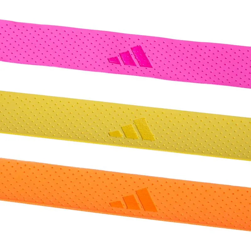 Multicolored Adidas overgrip box with 45 tennis grip wraps, designed for enhanced grip and comfort during play.