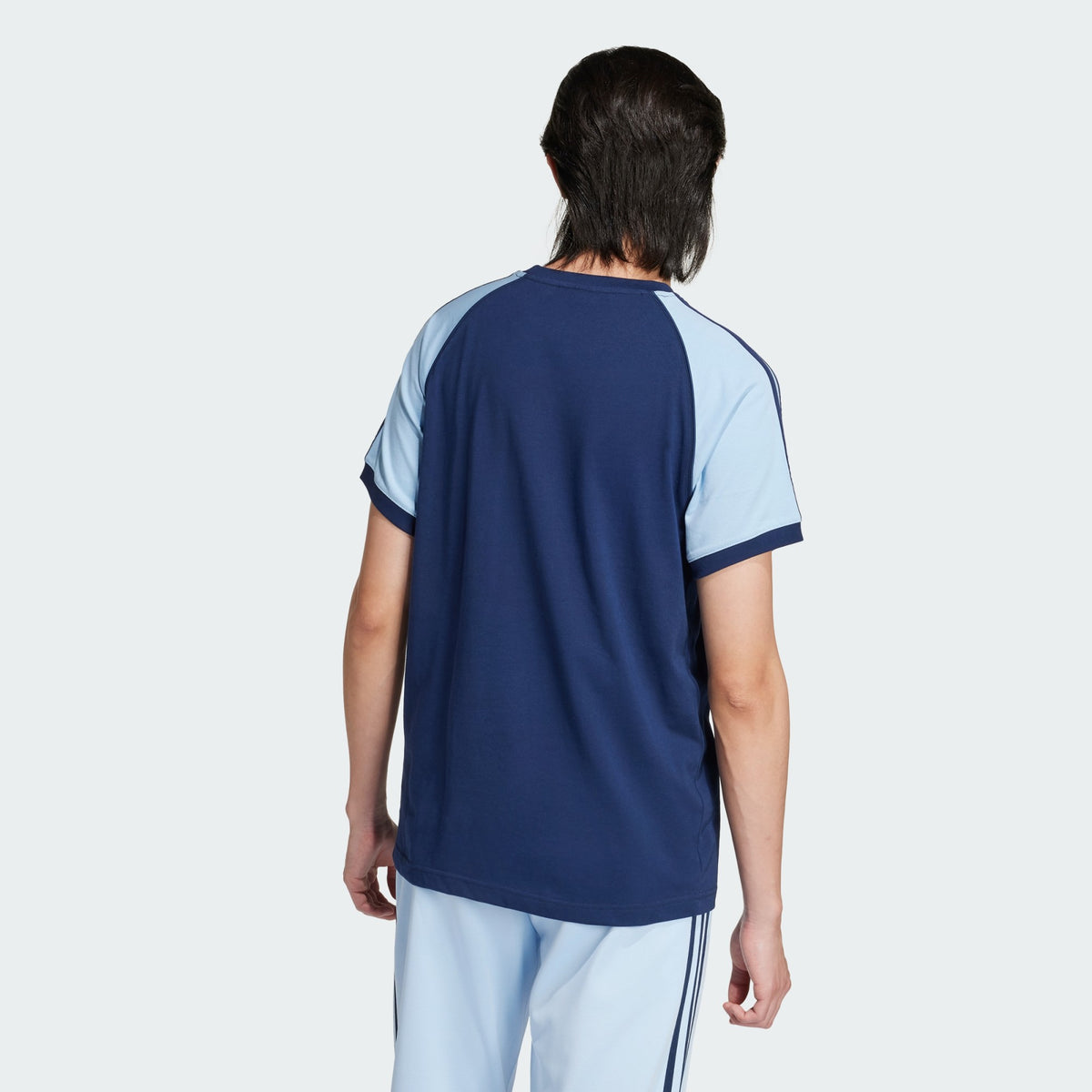 Adidas Colourblocked 3-Stripes T-Shirt – Night Indigo/Clear Sky