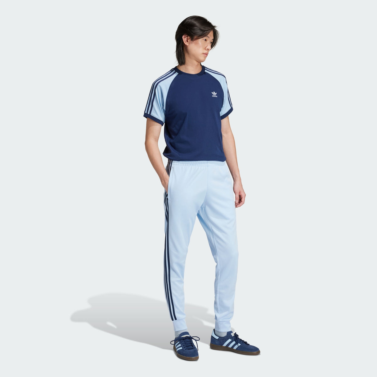 Adidas Colourblocked 3-Stripes T-Shirt – Night Indigo/Clear Sky