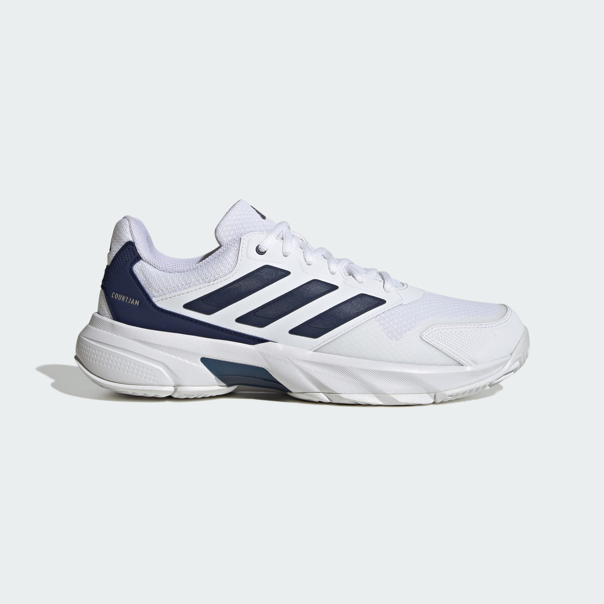 Adidas CourtJam Control 3 Men’s Tennis Shoes – Cloud White/Dark Blue/Cyber Metallic