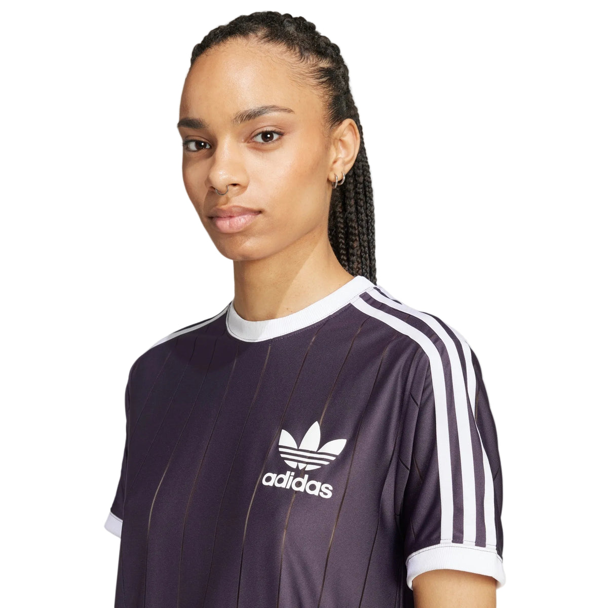 Adidas Women’s Adicolor 3-Stripes Pinstripe T-Shirt – Aurora Black