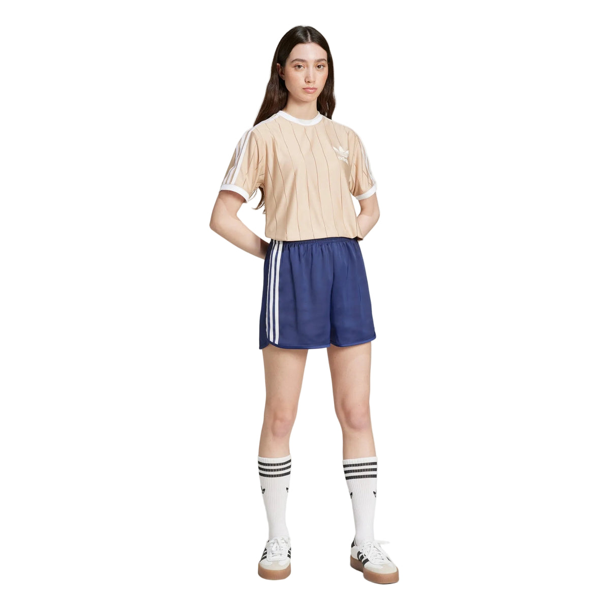 Adidas Women’s Adicolor 3-Stripes Pinstripe T-Shirt – Magic Beige