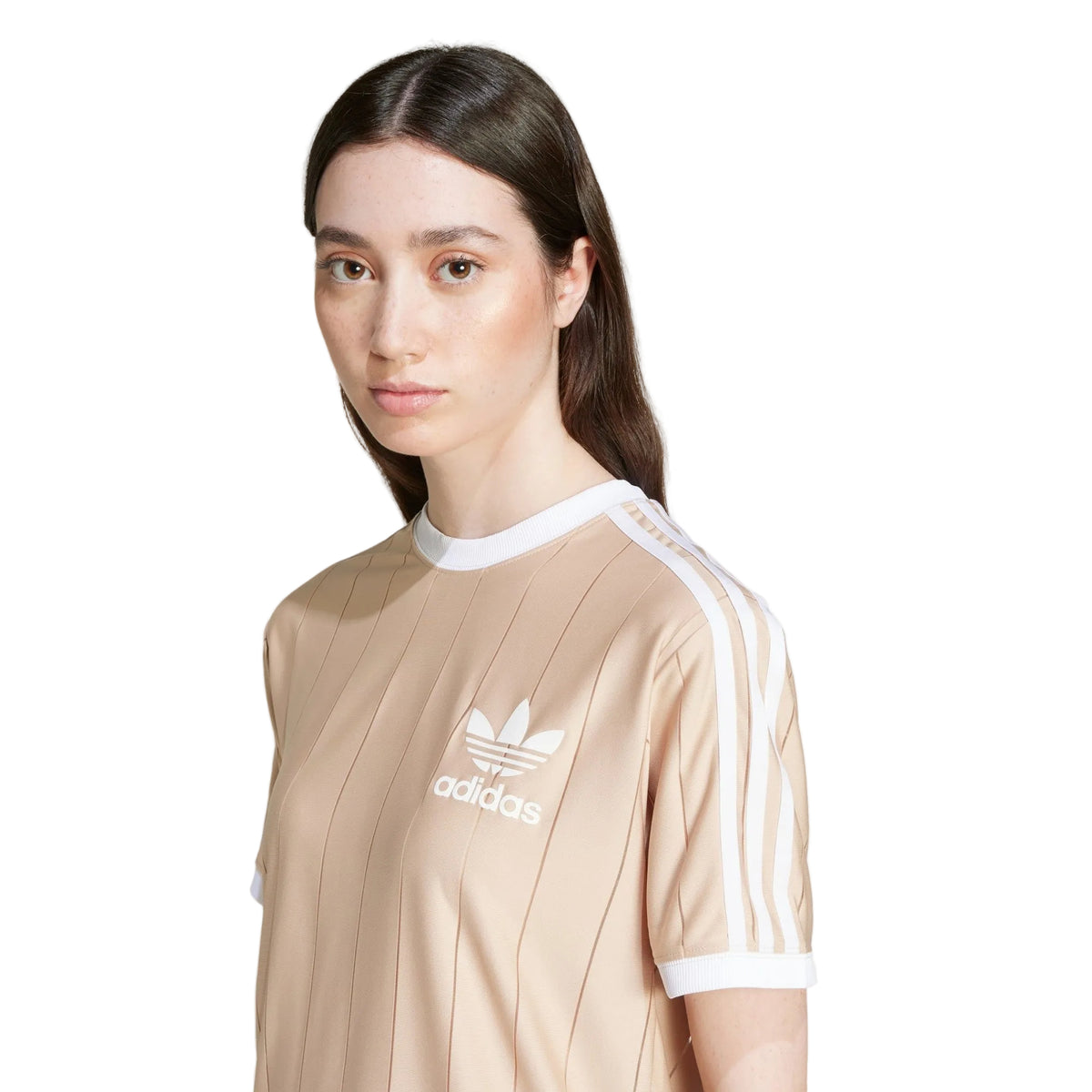 Adidas Women’s Adicolor 3-Stripes Pinstripe T-Shirt – Magic Beige