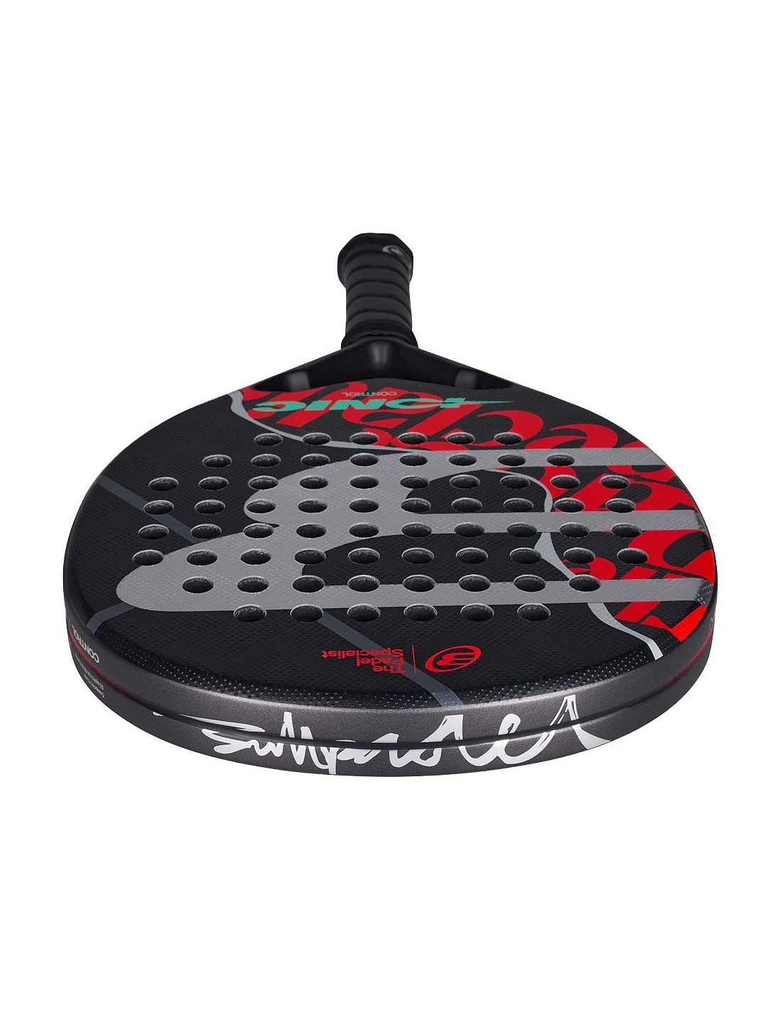 Bullpadel Ionic Control 26 Padel Racket by PDLSport with black and red design, featuring a lightweight frame and textured hitting surface.