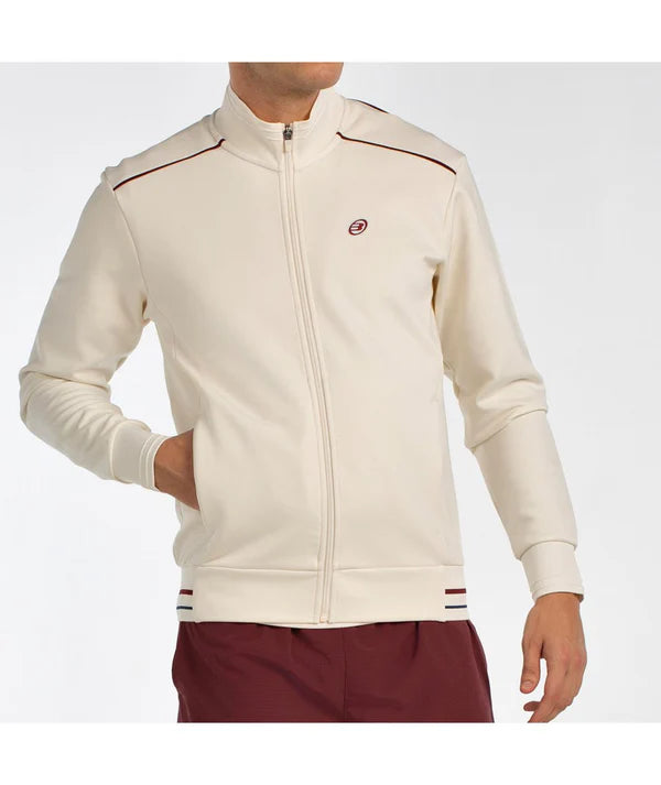 Bullpadel Abadin hooded sweatshirt in off-white, large size, showing front view with hood and casual fit.