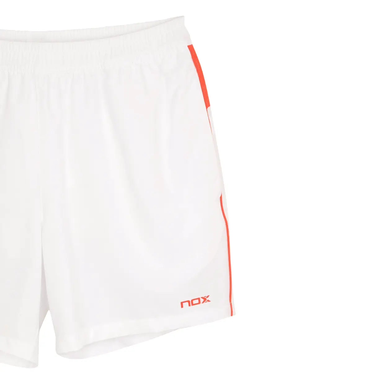 White Nox Team shorts in small size, featuring a comfortable fit and athletic design, shown on a plain background.