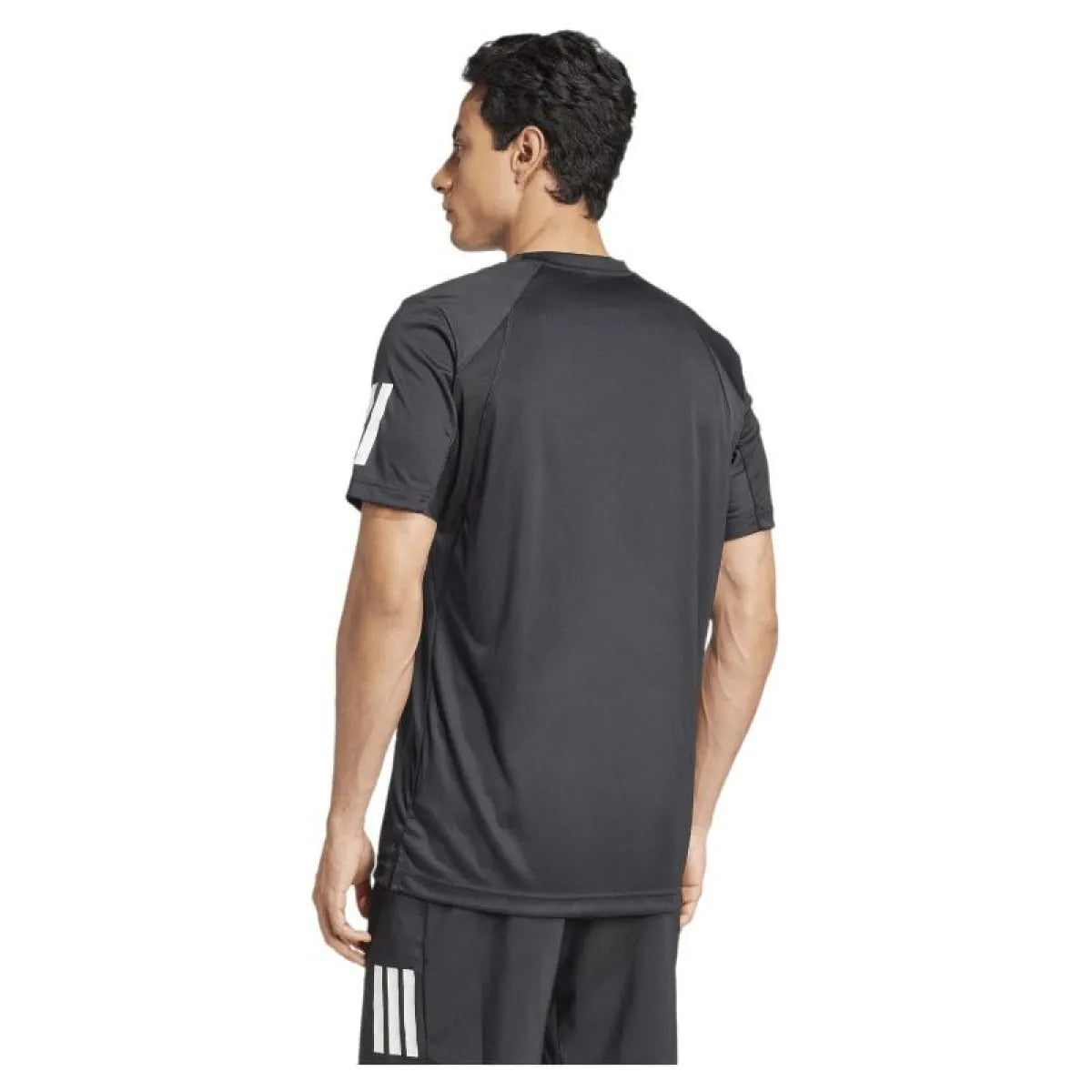 Black Adidas Club 3 Stripes T-Shirt in XL displayed flat with visible branding and classic three-stripe design