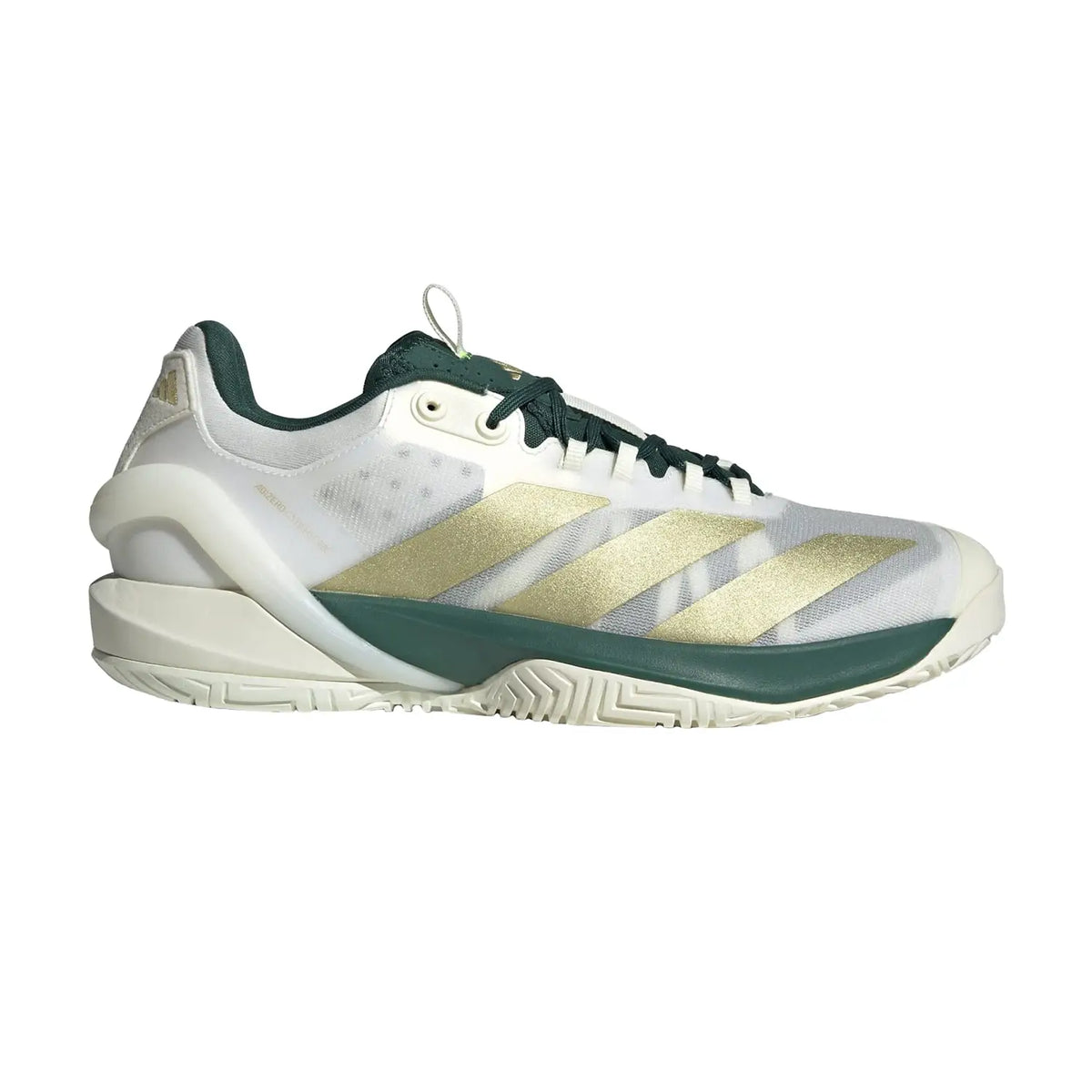 White Adidas Adizero Cybersonic 2 M tennis court shoes, UK 10, with sleek design and breathable material.