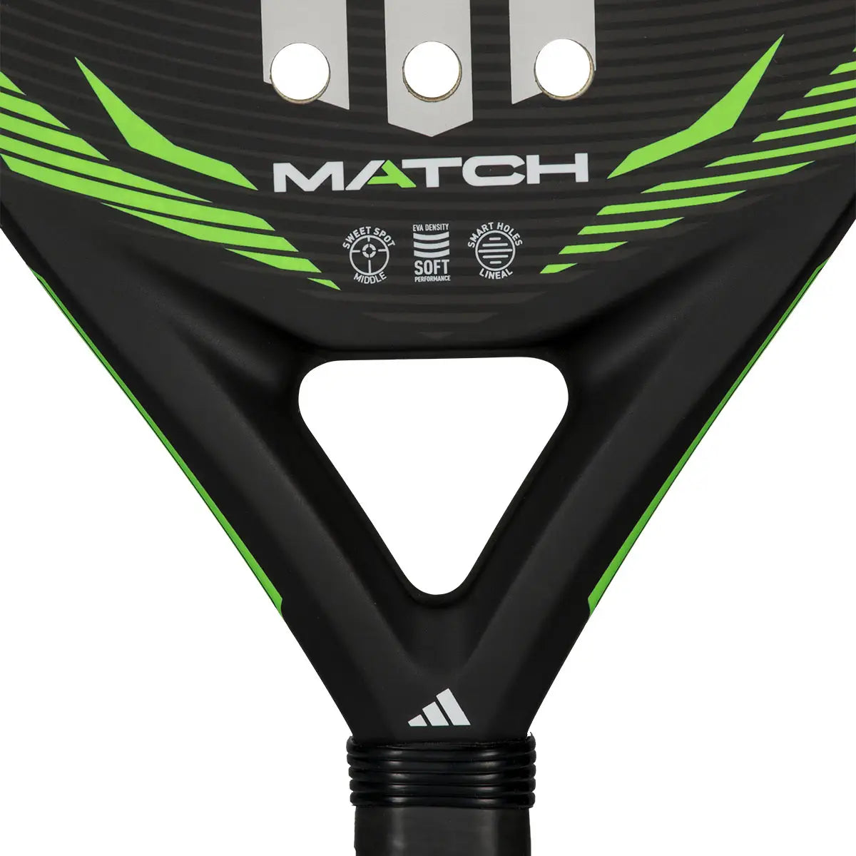 Adidas Match Black Lime 2026 padel racket with black and lime design, featuring a sleek, modern shape and grip for competitive play.