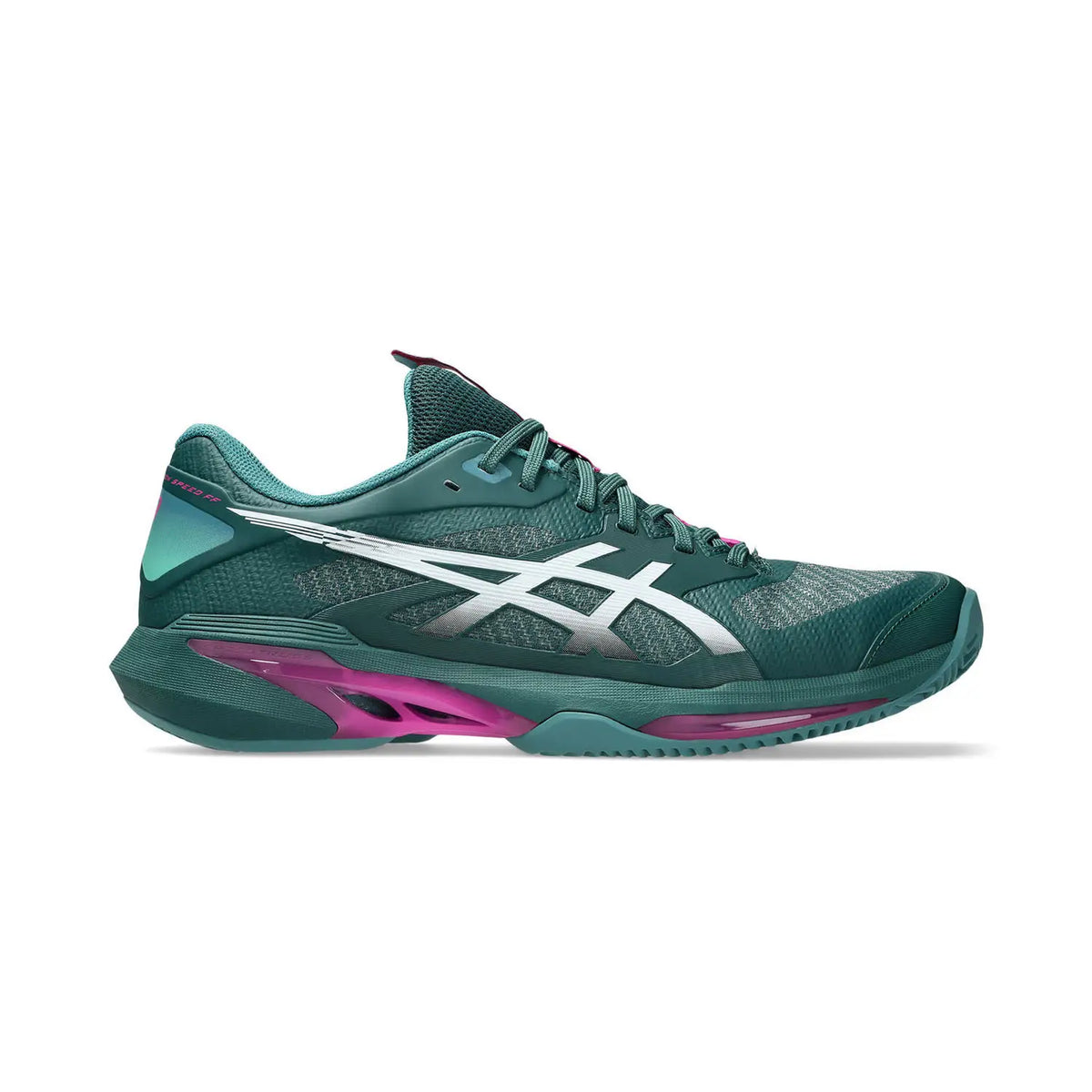 ASICS Solution Speed FF 4 clay tennis shoes in dark Neptune and white, UK size 8, EU 42, with lightweight design and breathable upper