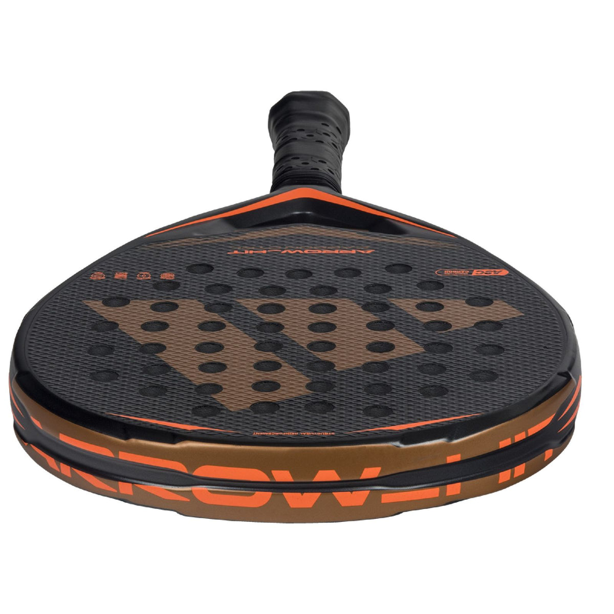 Adidas Arrow Hit Carbon CTRL 2026 Padel racket with a sleek black and white design, featuring a lightweight carbon fiber frame.