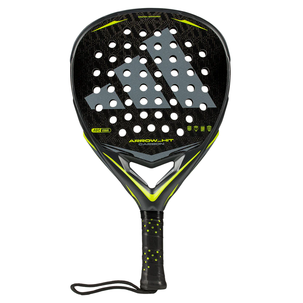 Adidas Arrow Hit Carbon ATTK 2026 Padel racket in silver with a sleek design, suitable for advanced players.