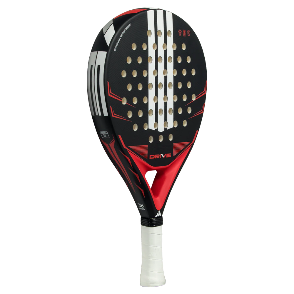 Black Adidas Drive 2026 Padel racket with ergonomic grip and sleek design, ideal for advanced players.