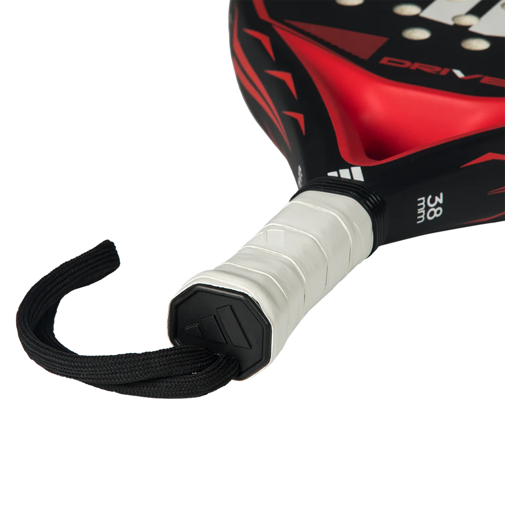 Black Adidas Drive 2026 padel racket with ergonomic grip and modern design, ideal for competitive players.