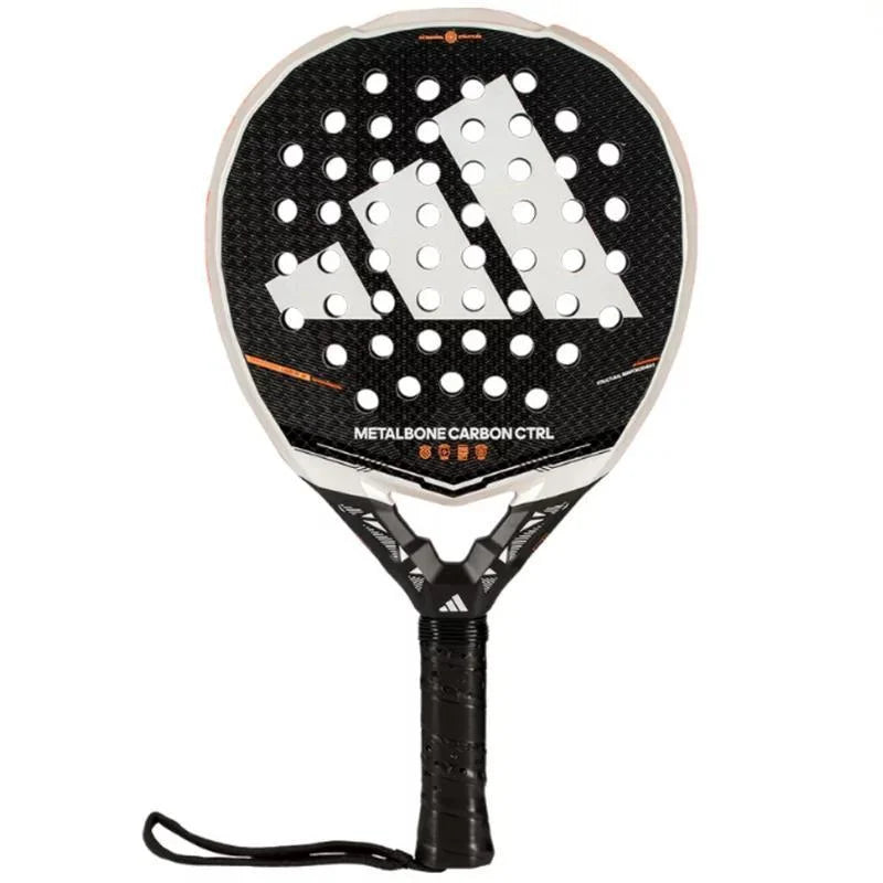 Adidas Metalbone Carbon Ctrl 2026 padel racket with black and silver design, featuring a carbon fiber surface and ergonomic grip.