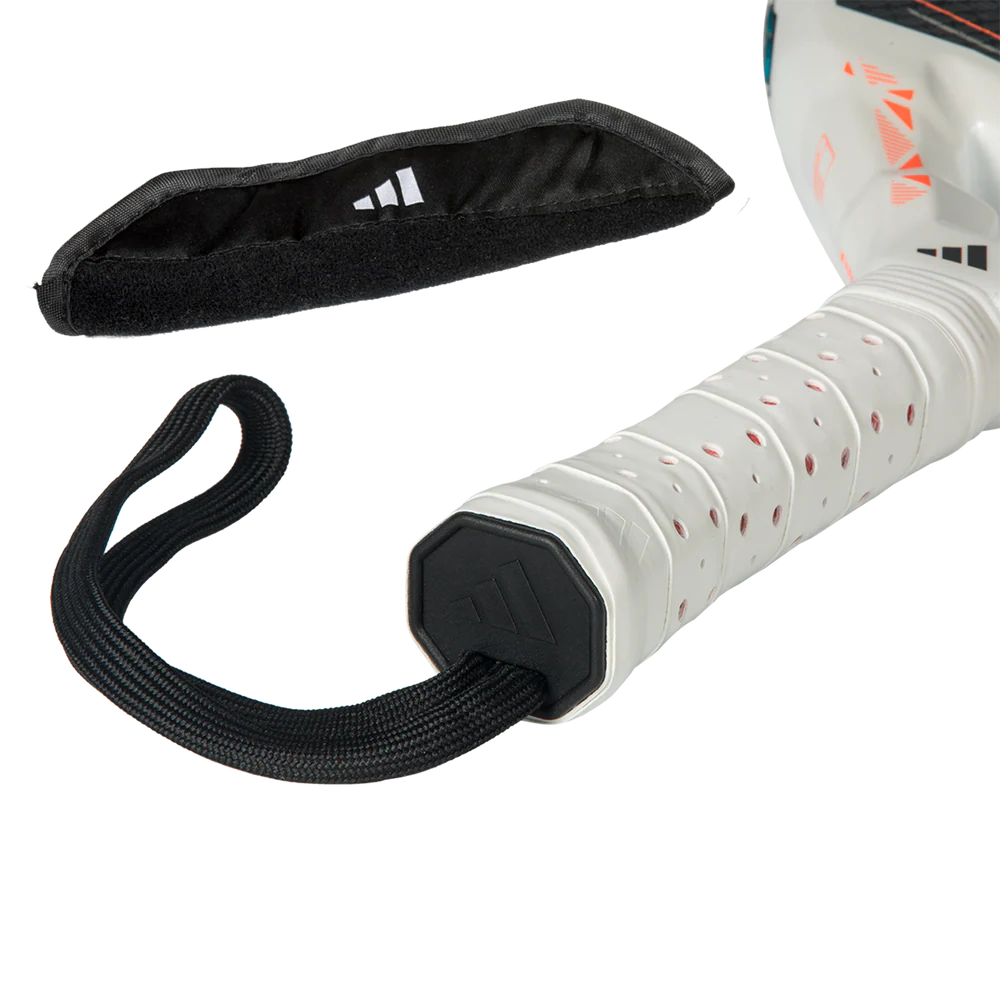 Adidas Metalbone CTRL 2026 padel racket with a sleek black and red design, showcasing the brand's logo and grip details.