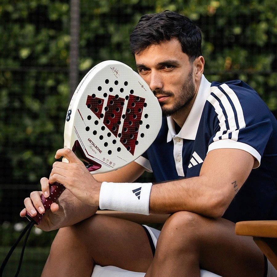 Adidas Metalbone Reserve Limited Edition 2026 Ale Galán padel racket with black and gold design, featuring a sleek, modern shape.