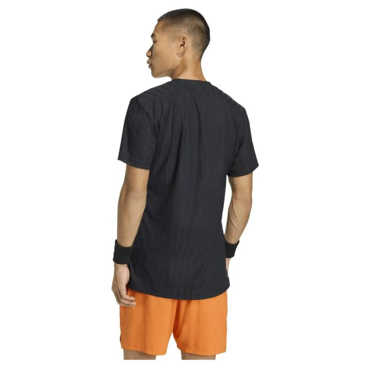 Black Adidas Tennis Freelift T-Shirt in large size, featuring breathable fabric and athletic fit for tennis players.
