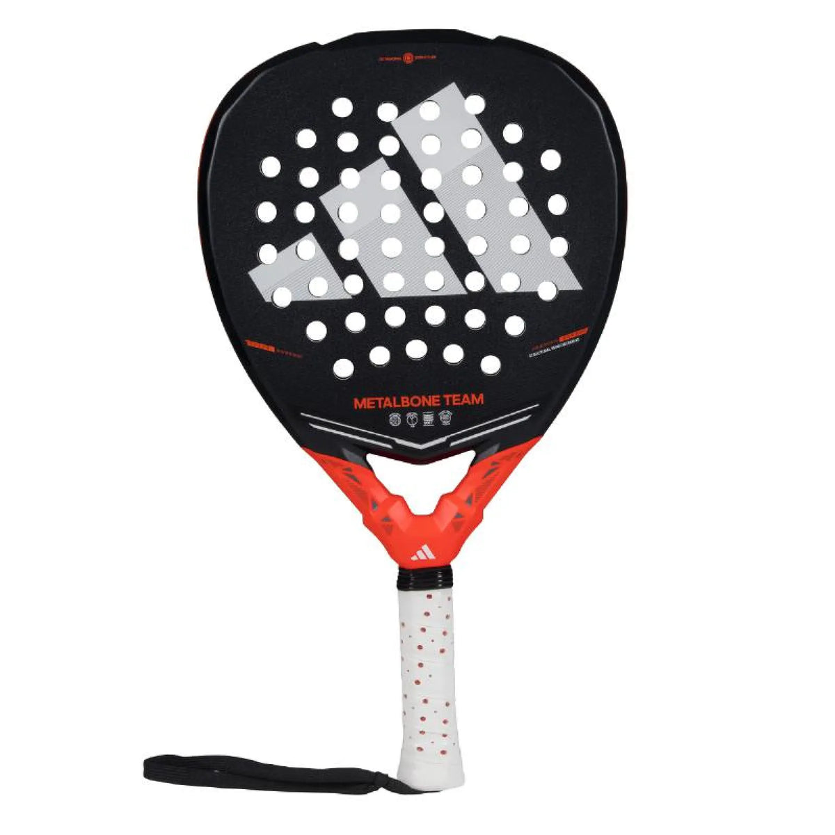 Adidas Metalbone Team 2026 padel racket with a sleek design, lightweight frame, and perforated surface for optimal control.