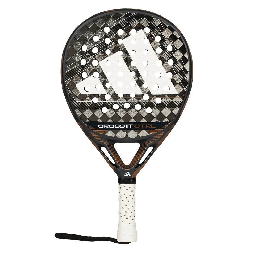 Adidas Cross It CTRL 2026 Padel Racket with black and blue design, featuring a lightweight frame and grip for enhanced control.