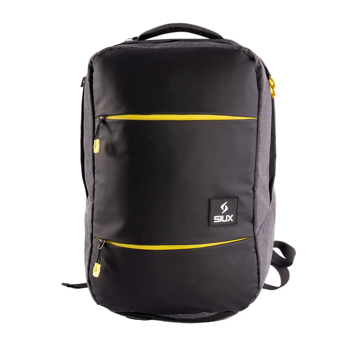 Black Siux Trail Backpack with 27L capacity, featuring multiple compartments and adjustable straps for outdoor and daily use.