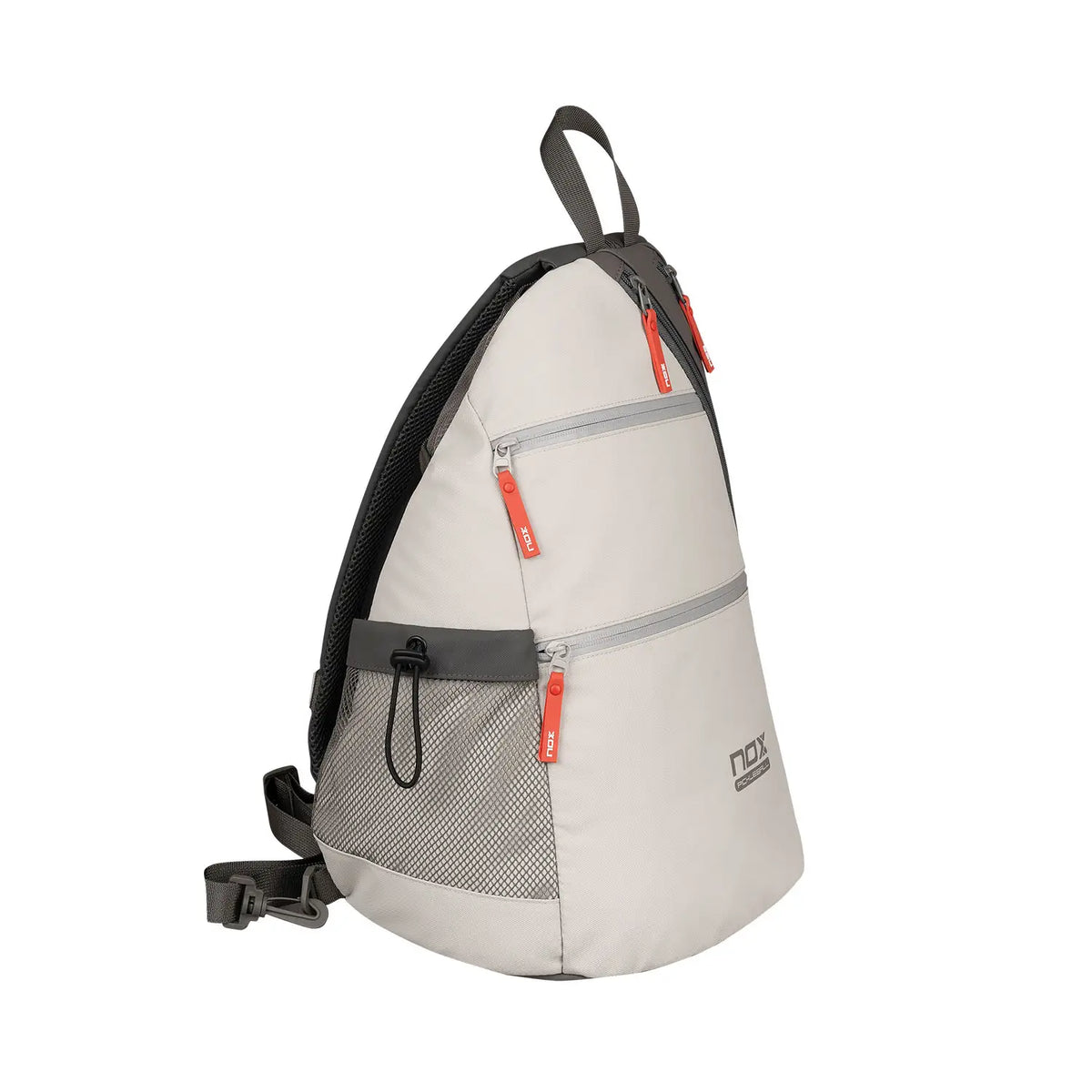 Nox Pickleball Sling Bag in black with adjustable strap and multiple storage compartments for pickleball gear.