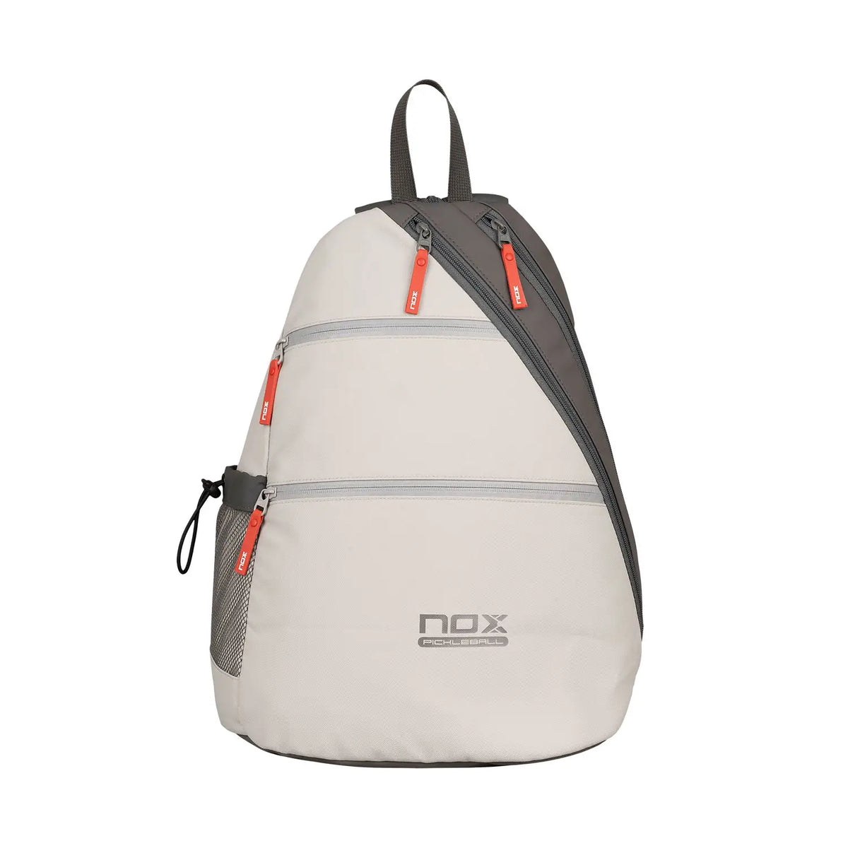 Nox Pickleball Sling Bag in black with adjustable strap, designed for carrying pickleball paddles and accessories.