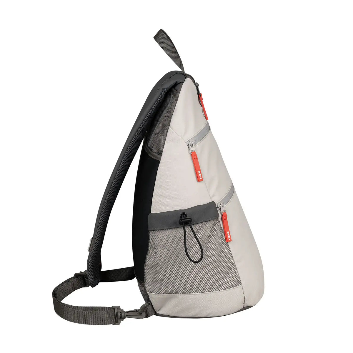 Nox pickleball sling bag with multiple compartments, designed to carry pickleball paddles and accessories comfortably.
